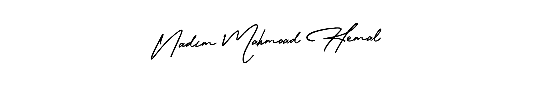 AmerikaSignatureDemo-Regular is a professional signature style that is perfect for those who want to add a touch of class to their signature. It is also a great choice for those who want to make their signature more unique. Get Nadim Mahmoad Hemal name to fancy signature for free. Nadim Mahmoad Hemal signature style 3 images and pictures png
