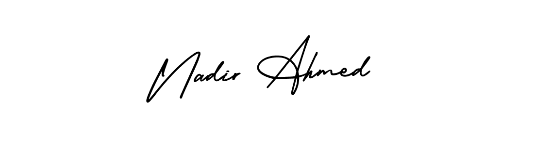 The best way (AmerikaSignatureDemo-Regular) to make a short signature is to pick only two or three words in your name. The name Nadir Ahmed include a total of six letters. For converting this name. Nadir Ahmed signature style 3 images and pictures png