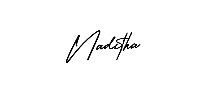 Similarly AmerikaSignatureDemo-Regular is the best handwritten signature design. Signature creator online .You can use it as an online autograph creator for name Naditha. Naditha signature style 3 images and pictures png