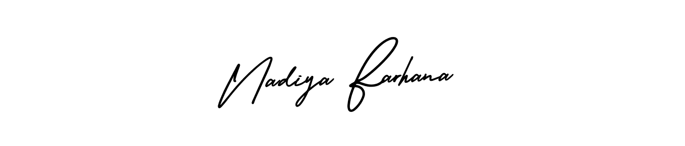 Also You can easily find your signature by using the search form. We will create Nadiya Farhana name handwritten signature images for you free of cost using AmerikaSignatureDemo-Regular sign style. Nadiya Farhana signature style 3 images and pictures png