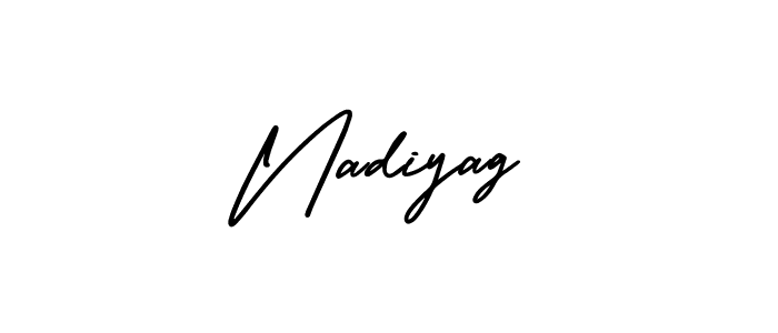 The best way (AmerikaSignatureDemo-Regular) to make a short signature is to pick only two or three words in your name. The name Nadiyag include a total of six letters. For converting this name. Nadiyag signature style 3 images and pictures png