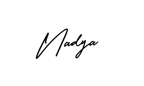 The best way (AmerikaSignatureDemo-Regular) to make a short signature is to pick only two or three words in your name. The name Nadya include a total of six letters. For converting this name. Nadya signature style 3 images and pictures png