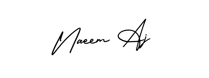 if you are searching for the best signature style for your name Naeem Aj. so please give up your signature search. here we have designed multiple signature styles  using AmerikaSignatureDemo-Regular. Naeem Aj signature style 3 images and pictures png