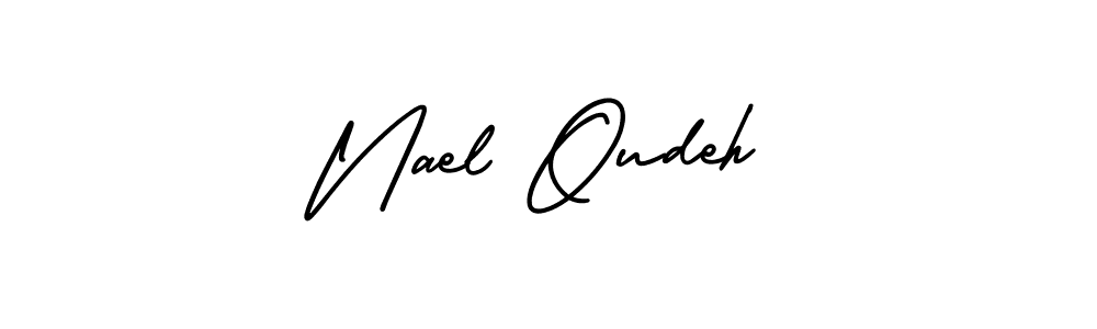 How to make Nael Oudeh name signature. Use AmerikaSignatureDemo-Regular style for creating short signs online. This is the latest handwritten sign. Nael Oudeh signature style 3 images and pictures png