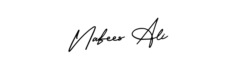 The best way (AmerikaSignatureDemo-Regular) to make a short signature is to pick only two or three words in your name. The name Nafees Ali include a total of six letters. For converting this name. Nafees Ali signature style 3 images and pictures png