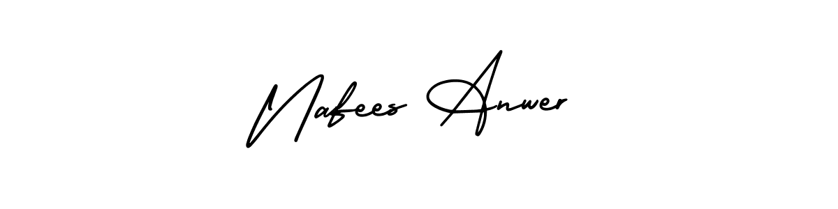 You should practise on your own different ways (AmerikaSignatureDemo-Regular) to write your name (Nafees Anwer) in signature. don't let someone else do it for you. Nafees Anwer signature style 3 images and pictures png