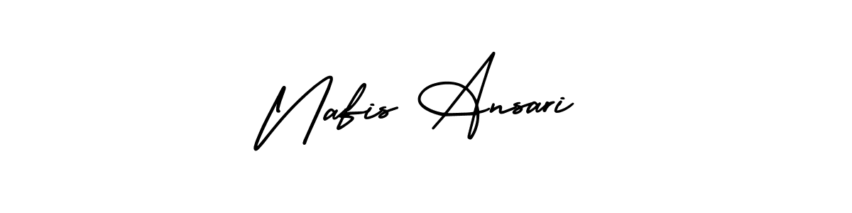 You should practise on your own different ways (AmerikaSignatureDemo-Regular) to write your name (Nafis Ansari) in signature. don't let someone else do it for you. Nafis Ansari signature style 3 images and pictures png