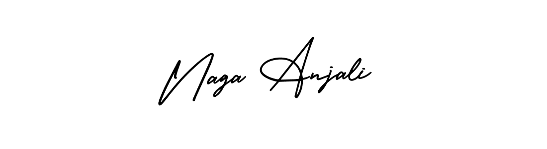 You should practise on your own different ways (AmerikaSignatureDemo-Regular) to write your name (Naga Anjali) in signature. don't let someone else do it for you. Naga Anjali signature style 3 images and pictures png