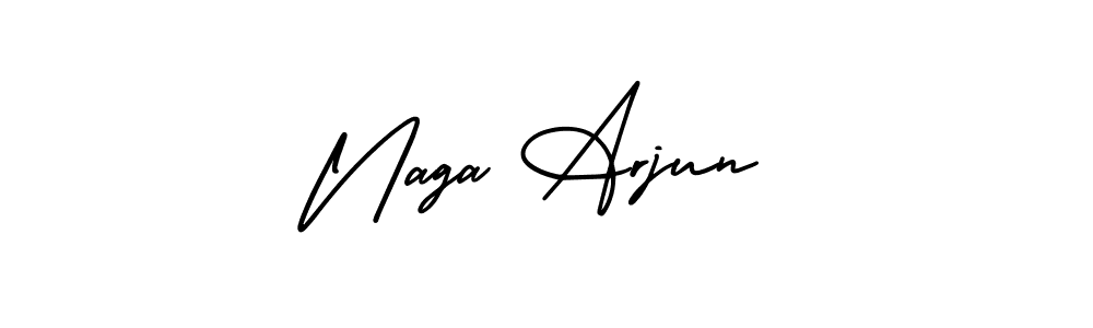 The best way (AmerikaSignatureDemo-Regular) to make a short signature is to pick only two or three words in your name. The name Naga Arjun include a total of six letters. For converting this name. Naga Arjun signature style 3 images and pictures png