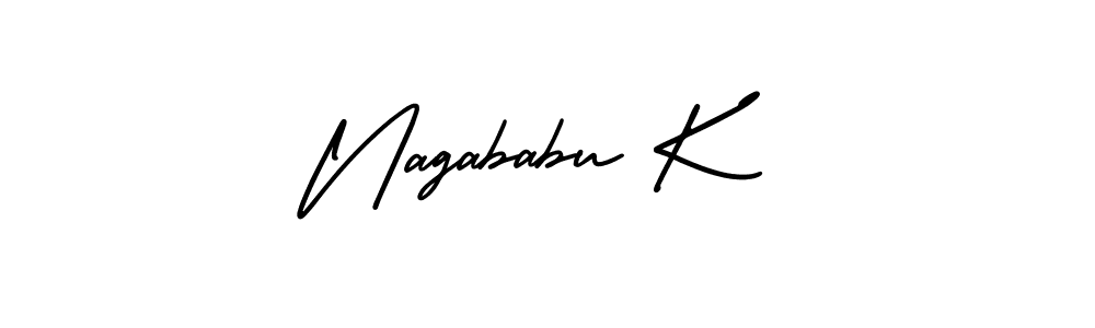 The best way (AmerikaSignatureDemo-Regular) to make a short signature is to pick only two or three words in your name. The name Nagababu K include a total of six letters. For converting this name. Nagababu K signature style 3 images and pictures png