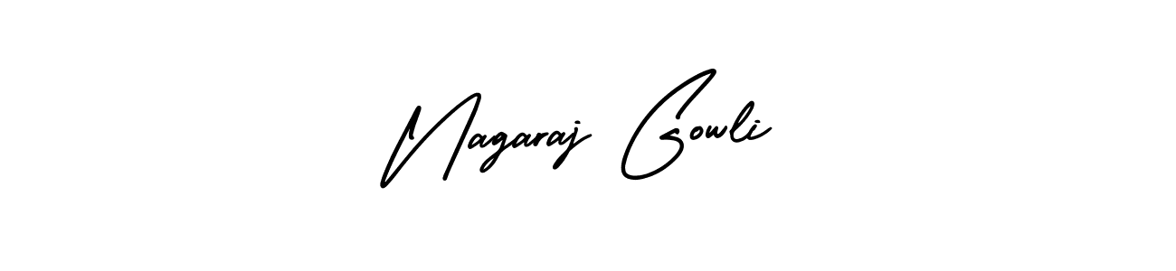 The best way (AmerikaSignatureDemo-Regular) to make a short signature is to pick only two or three words in your name. The name Nagaraj Gowli include a total of six letters. For converting this name. Nagaraj Gowli signature style 3 images and pictures png