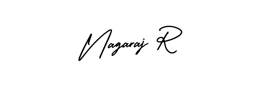 You should practise on your own different ways (AmerikaSignatureDemo-Regular) to write your name (Nagaraj R) in signature. don't let someone else do it for you. Nagaraj R signature style 3 images and pictures png