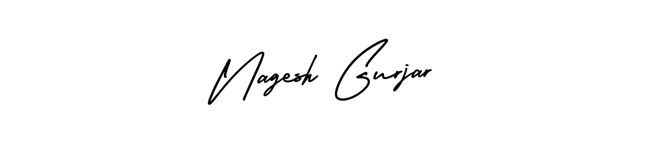 The best way (AmerikaSignatureDemo-Regular) to make a short signature is to pick only two or three words in your name. The name Nagesh Gurjar include a total of six letters. For converting this name. Nagesh Gurjar signature style 3 images and pictures png