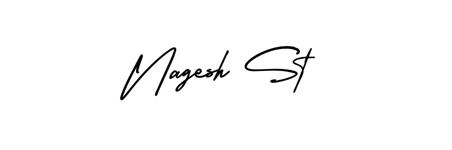 Similarly AmerikaSignatureDemo-Regular is the best handwritten signature design. Signature creator online .You can use it as an online autograph creator for name Nagesh St. Nagesh St signature style 3 images and pictures png