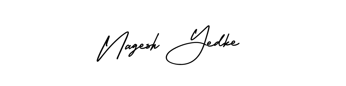 The best way (AmerikaSignatureDemo-Regular) to make a short signature is to pick only two or three words in your name. The name Nagesh Yedke include a total of six letters. For converting this name. Nagesh Yedke signature style 3 images and pictures png
