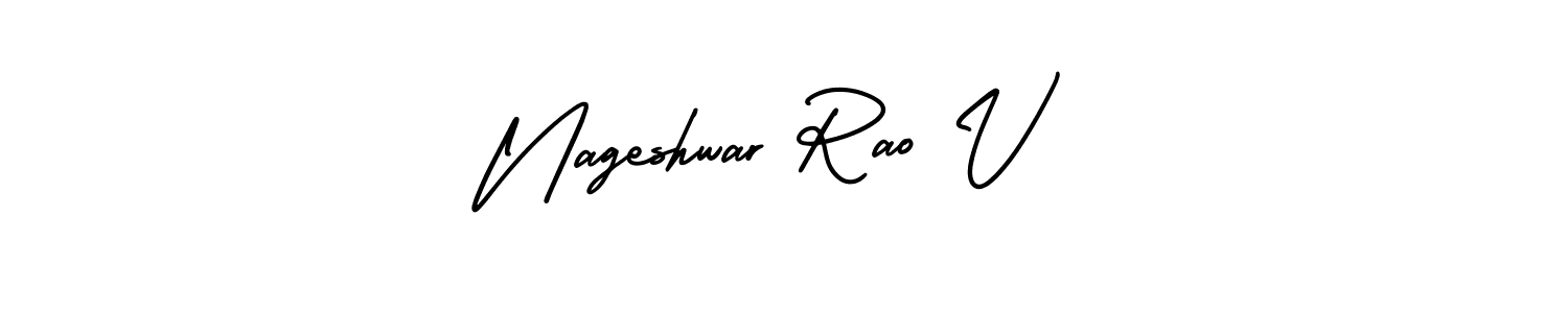 The best way (AmerikaSignatureDemo-Regular) to make a short signature is to pick only two or three words in your name. The name Nageshwar Rao V include a total of six letters. For converting this name. Nageshwar Rao V signature style 3 images and pictures png