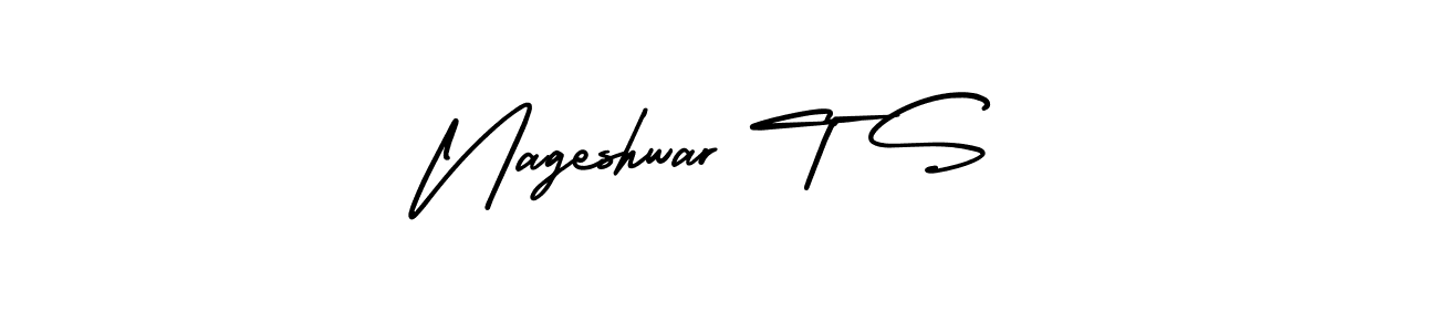The best way (AmerikaSignatureDemo-Regular) to make a short signature is to pick only two or three words in your name. The name Nageshwar T S include a total of six letters. For converting this name. Nageshwar T S signature style 3 images and pictures png