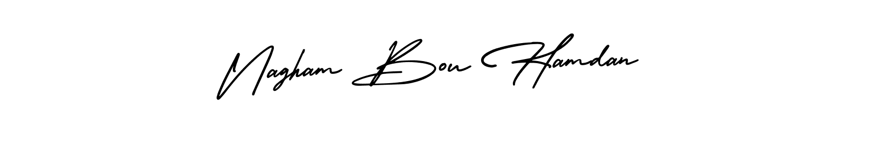 Make a beautiful signature design for name Nagham Bou Hamdan. With this signature (AmerikaSignatureDemo-Regular) style, you can create a handwritten signature for free. Nagham Bou Hamdan signature style 3 images and pictures png