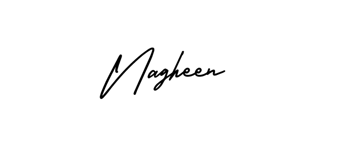 The best way (AmerikaSignatureDemo-Regular) to make a short signature is to pick only two or three words in your name. The name Nagheen include a total of six letters. For converting this name. Nagheen signature style 3 images and pictures png