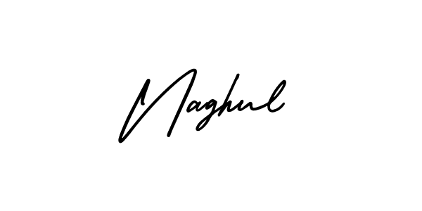 Use a signature maker to create a handwritten signature online. With this signature software, you can design (AmerikaSignatureDemo-Regular) your own signature for name Naghul. Naghul signature style 3 images and pictures png