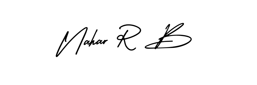 Similarly AmerikaSignatureDemo-Regular is the best handwritten signature design. Signature creator online .You can use it as an online autograph creator for name Nahar R B. Nahar R B signature style 3 images and pictures png