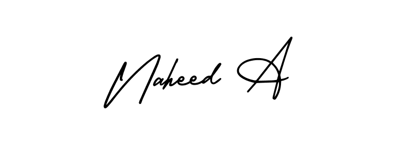 How to make Naheed A name signature. Use AmerikaSignatureDemo-Regular style for creating short signs online. This is the latest handwritten sign. Naheed A signature style 3 images and pictures png