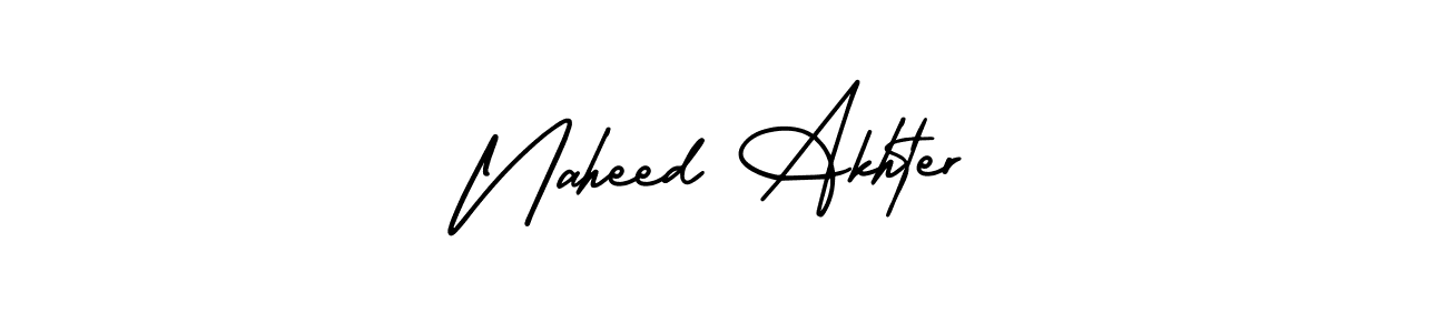 Design your own signature with our free online signature maker. With this signature software, you can create a handwritten (AmerikaSignatureDemo-Regular) signature for name Naheed Akhter. Naheed Akhter signature style 3 images and pictures png