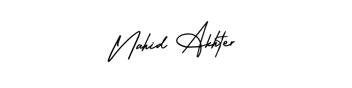 How to make Nahid Akhter name signature. Use AmerikaSignatureDemo-Regular style for creating short signs online. This is the latest handwritten sign. Nahid Akhter signature style 3 images and pictures png