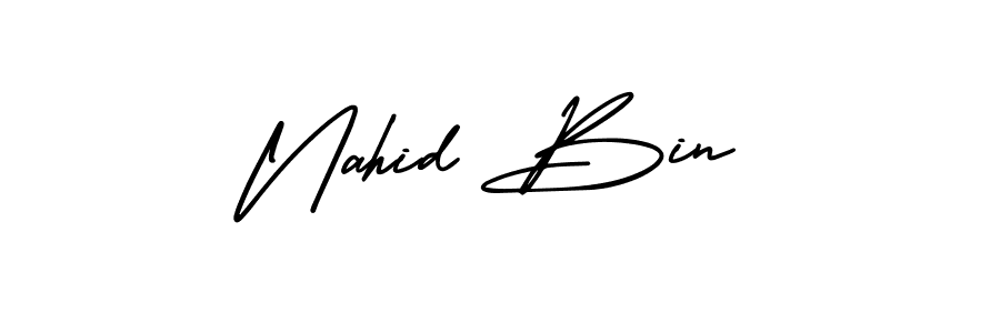 if you are searching for the best signature style for your name Nahid Bin. so please give up your signature search. here we have designed multiple signature styles  using AmerikaSignatureDemo-Regular. Nahid Bin signature style 3 images and pictures png