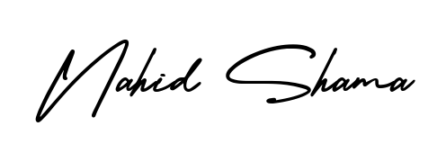 The best way (AmerikaSignatureDemo-Regular) to make a short signature is to pick only two or three words in your name. For converting this name Nahid Shama. Nahid Shama signature style 3 images and pictures png