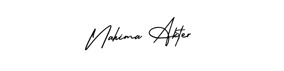 Make a beautiful signature design for name Nahima Akter. With this signature (AmerikaSignatureDemo-Regular) style, you can create a handwritten signature for free. Nahima Akter signature style 3 images and pictures png