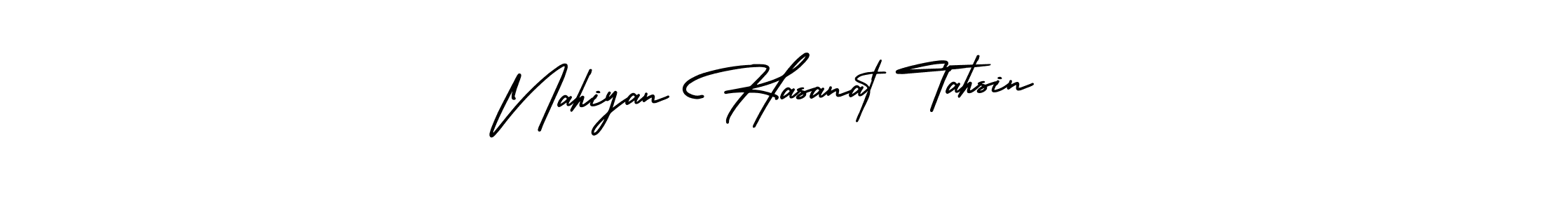 It looks lik you need a new signature style for name Nahiyan Hasanat Tahsin. Design unique handwritten (AmerikaSignatureDemo-Regular) signature with our free signature maker in just a few clicks. Nahiyan Hasanat Tahsin signature style 3 images and pictures png