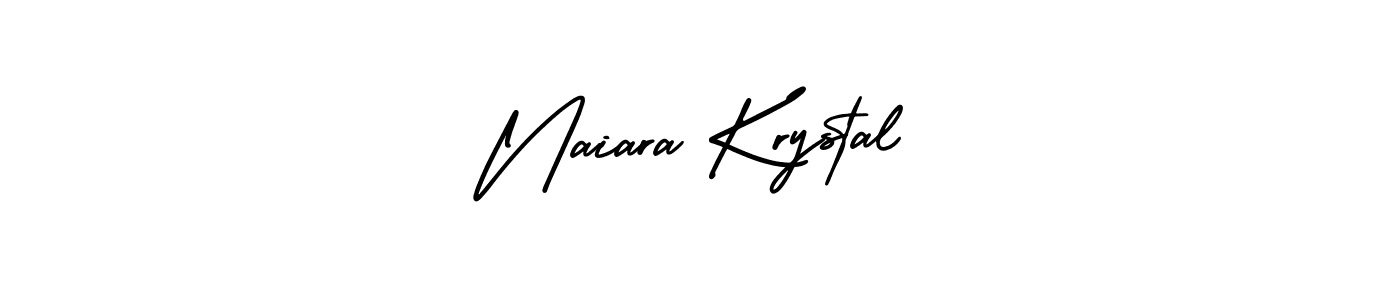 This is the best signature style for the Naiara Krystal name. Also you like these signature font (AmerikaSignatureDemo-Regular). Mix name signature. Naiara Krystal signature style 3 images and pictures png