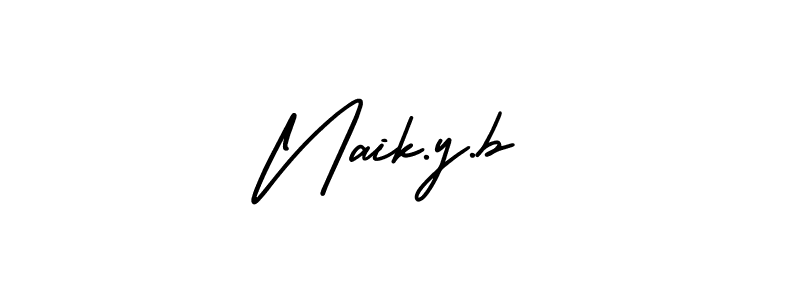 The best way (AmerikaSignatureDemo-Regular) to make a short signature is to pick only two or three words in your name. The name Naik.y.b include a total of six letters. For converting this name. Naik.y.b signature style 3 images and pictures png