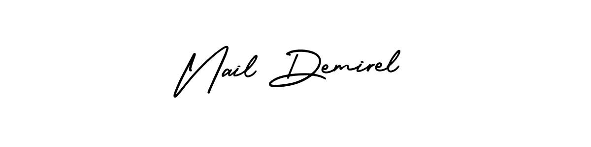 You should practise on your own different ways (AmerikaSignatureDemo-Regular) to write your name (Nail Demirel) in signature. don't let someone else do it for you. Nail Demirel signature style 3 images and pictures png