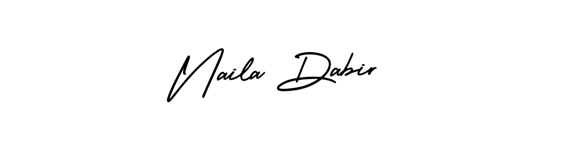 You should practise on your own different ways (AmerikaSignatureDemo-Regular) to write your name (Naila Dabir) in signature. don't let someone else do it for you. Naila Dabir signature style 3 images and pictures png