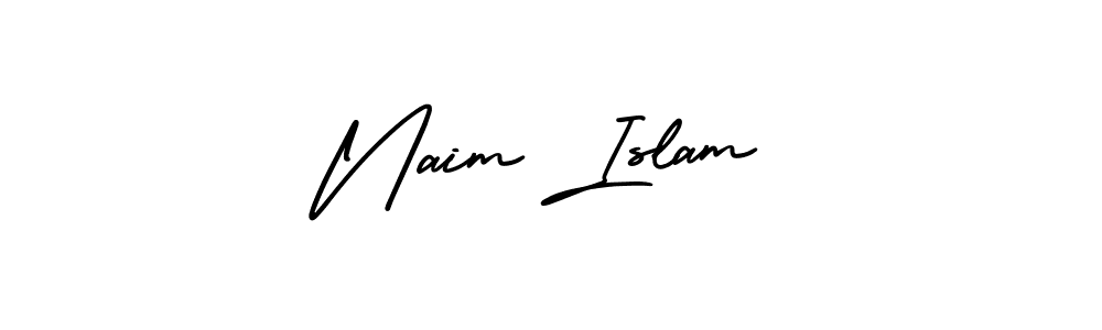 You should practise on your own different ways (AmerikaSignatureDemo-Regular) to write your name (Naim Islam) in signature. don't let someone else do it for you. Naim Islam signature style 3 images and pictures png