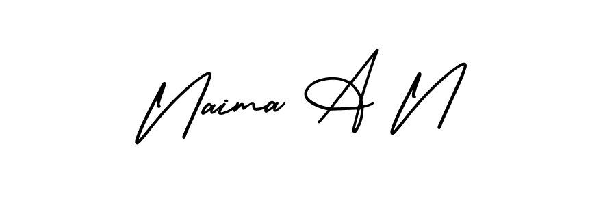 Make a beautiful signature design for name Naima A N. With this signature (AmerikaSignatureDemo-Regular) style, you can create a handwritten signature for free. Naima A N signature style 3 images and pictures png