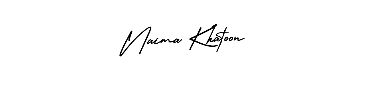 The best way (AmerikaSignatureDemo-Regular) to make a short signature is to pick only two or three words in your name. The name Naima Khatoon include a total of six letters. For converting this name. Naima Khatoon signature style 3 images and pictures png