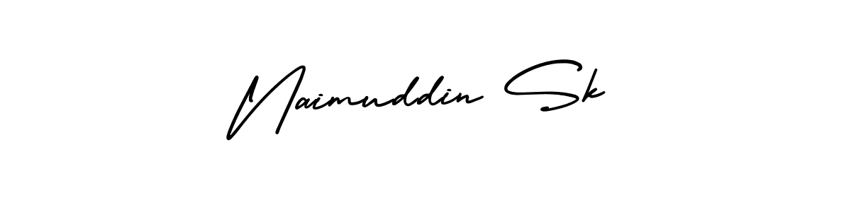 You should practise on your own different ways (AmerikaSignatureDemo-Regular) to write your name (Naimuddin Sk) in signature. don't let someone else do it for you. Naimuddin Sk signature style 3 images and pictures png