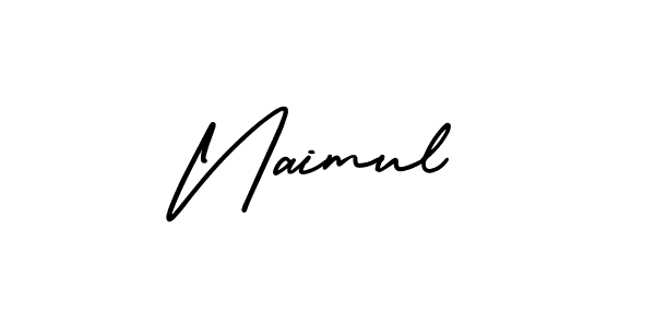 How to make Naimul name signature. Use AmerikaSignatureDemo-Regular style for creating short signs online. This is the latest handwritten sign. Naimul signature style 3 images and pictures png