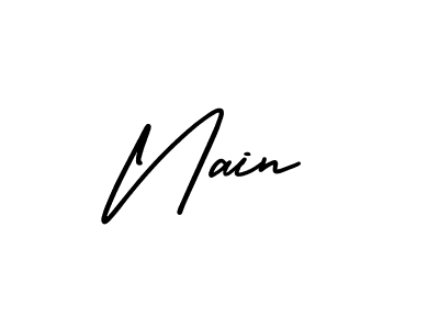 You should practise on your own different ways (AmerikaSignatureDemo-Regular) to write your name (Nain) in signature. don't let someone else do it for you. Nain signature style 3 images and pictures png
