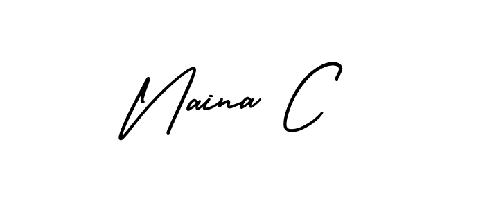 You should practise on your own different ways (AmerikaSignatureDemo-Regular) to write your name (Naina C) in signature. don't let someone else do it for you. Naina C signature style 3 images and pictures png