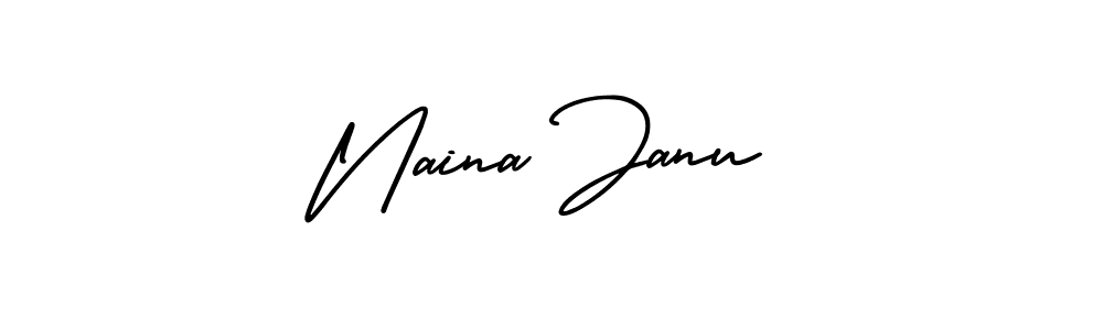 How to make Naina Janu name signature. Use AmerikaSignatureDemo-Regular style for creating short signs online. This is the latest handwritten sign. Naina Janu signature style 3 images and pictures png