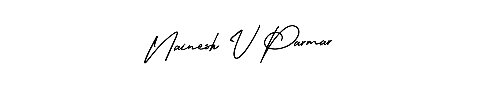 Nainesh V Parmar stylish signature style. Best Handwritten Sign (AmerikaSignatureDemo-Regular) for my name. Handwritten Signature Collection Ideas for my name Nainesh V Parmar. Nainesh V Parmar signature style 3 images and pictures png