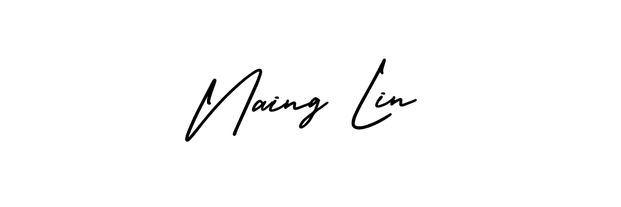 Naing Lin stylish signature style. Best Handwritten Sign (AmerikaSignatureDemo-Regular) for my name. Handwritten Signature Collection Ideas for my name Naing Lin. Naing Lin signature style 3 images and pictures png