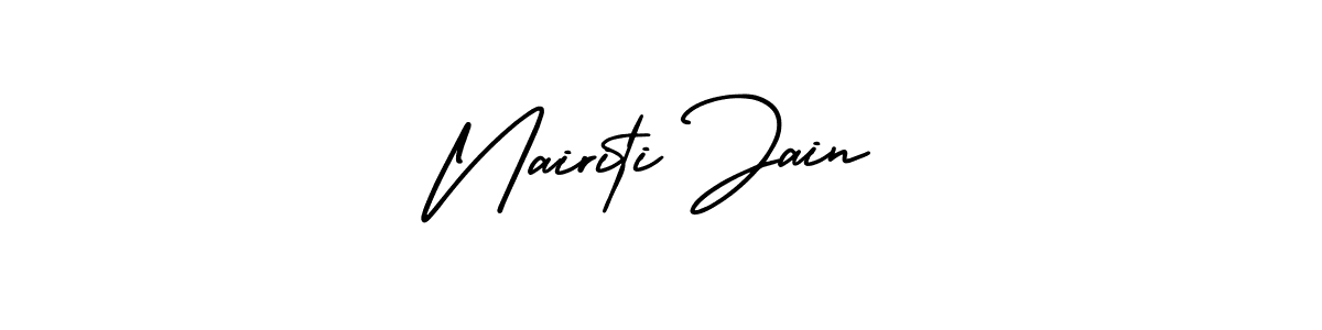 The best way (AmerikaSignatureDemo-Regular) to make a short signature is to pick only two or three words in your name. The name Nairiti Jain include a total of six letters. For converting this name. Nairiti Jain signature style 3 images and pictures png