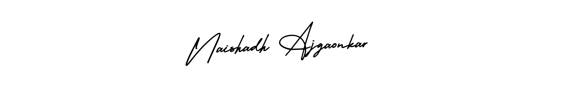 You should practise on your own different ways (AmerikaSignatureDemo-Regular) to write your name (Naishadh Ajgaonkar) in signature. don't let someone else do it for you. Naishadh Ajgaonkar signature style 3 images and pictures png