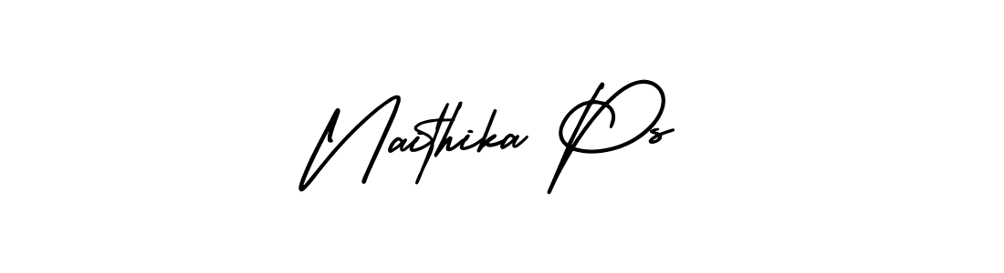 This is the best signature style for the Naithika Ps name. Also you like these signature font (AmerikaSignatureDemo-Regular). Mix name signature. Naithika Ps signature style 3 images and pictures png