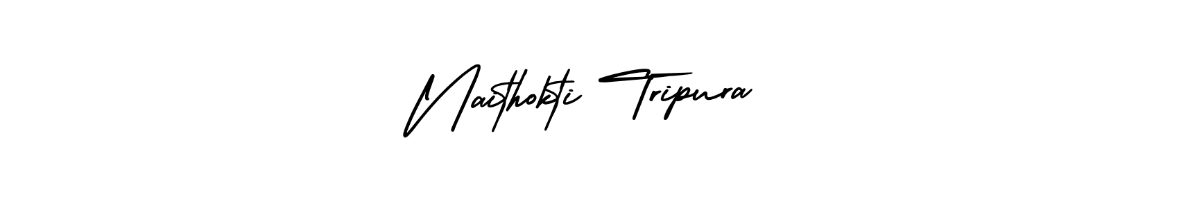AmerikaSignatureDemo-Regular is a professional signature style that is perfect for those who want to add a touch of class to their signature. It is also a great choice for those who want to make their signature more unique. Get Naithokti Tripura name to fancy signature for free. Naithokti Tripura signature style 3 images and pictures png